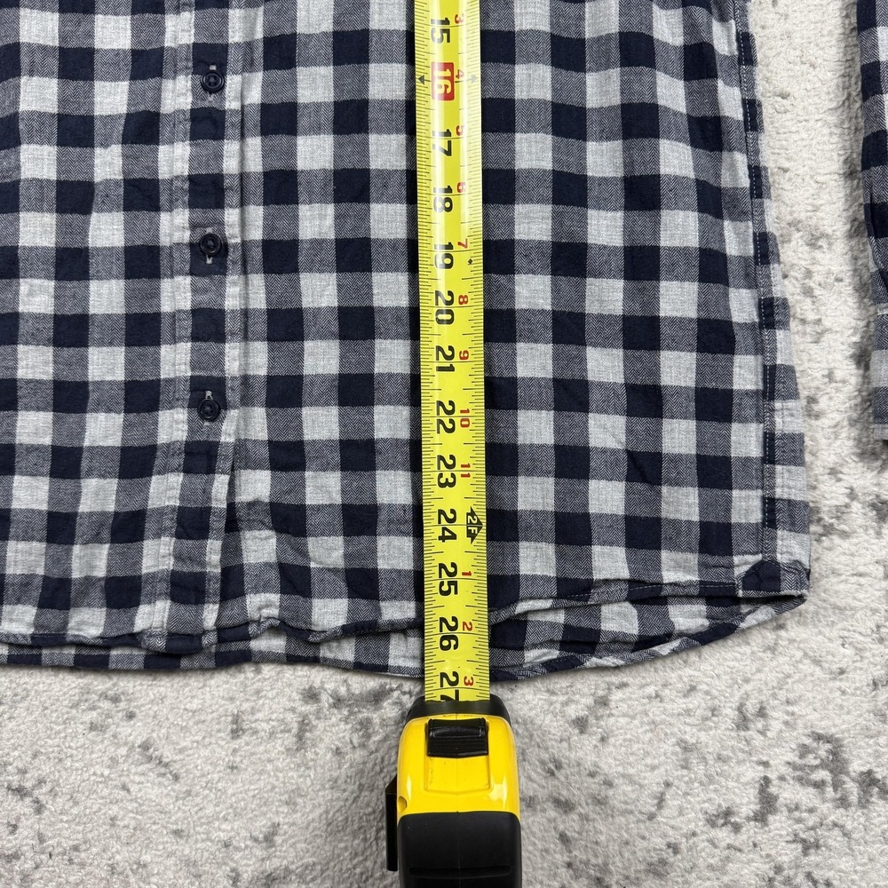 Uniqlo Flannel Shirt Women's Medium Blue Check Button Up Long Sleeve Cotton - Picture 5 of 8